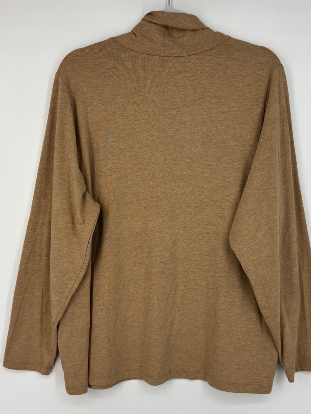 Lands' End Womens 2X Turtleneck Top Tan Heather Cotton Modal Knit Long Sleeves - Picture 4 of 6
